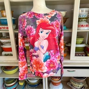Disney Little Mermaid Ariel Floral Sweatshirt- Size Large
